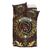Borthwick Hunting Tartan Crest Bedding Set - Golden Thistle Style